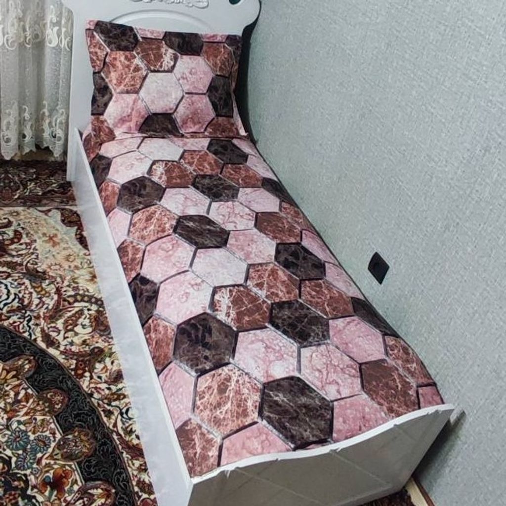 خرید انلاین روتختی یک نفره طرح سنگی روکش تشک یک نفره سنگی قهوه ای گلبهی 