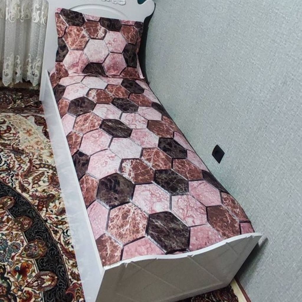 خرید آنلاین روتختی یک نفره طرح سنگی روکش تشک یک نفره سنگی قهوه ای گلبهی 