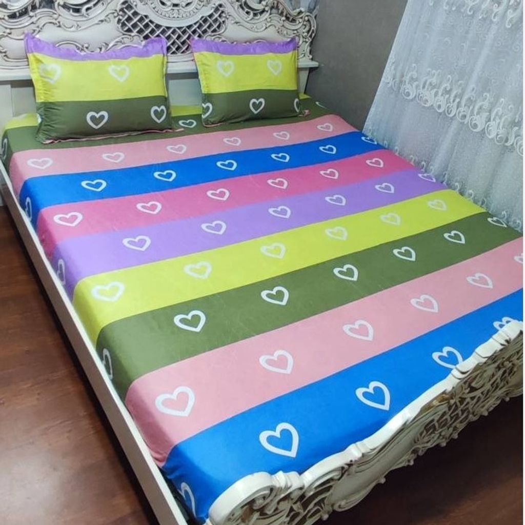 مشخصات روتختی دونفره طرح مداد رنگی روکش تشک فانتزی رنگین کمان