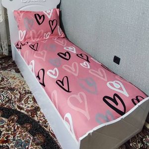ملحفه یک نفره صورتی قلبی روتختی یک نفره صورتی