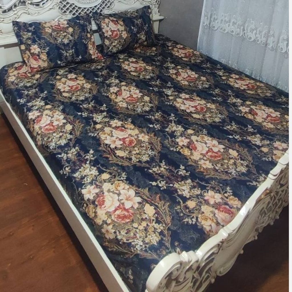 قیمت ارزان روتختی دونفره گل دار روکش تشک دونفره ملحفه دونفره کشدوزی شده گل دار