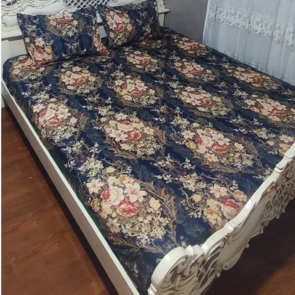 روتختی دونفره گل دار روکش تشک دونفره ملحفه دونفره کشدوزی شده گل دار