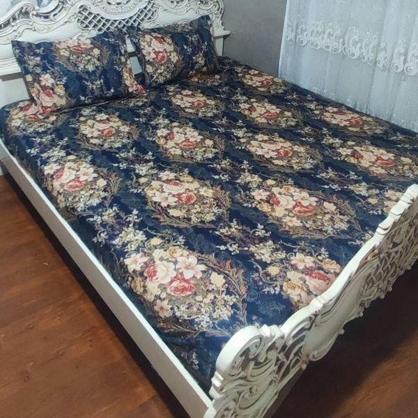 روتختی دونفره گل دار روکش تشک دونفره ملحفه دونفره کشدوزی شده گل دار