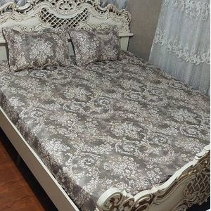 فروش اینترنتی روتختی دونفره کرمی رنگ روتختی قهوه ای روکش تشک دونفره زمینه کرم قهوه ای