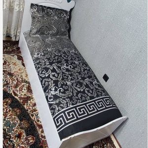 قیمت ارزان روتختی یکنفره ورساچ سیاه طوسی روکش تشک ورساچه مشکی سایه طوسی