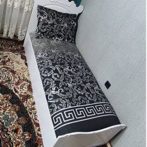 مشخصات روتختی یکنفره ورساچ سیاه طوسی روکش تشک ورساچه مشکی سایه طوسی