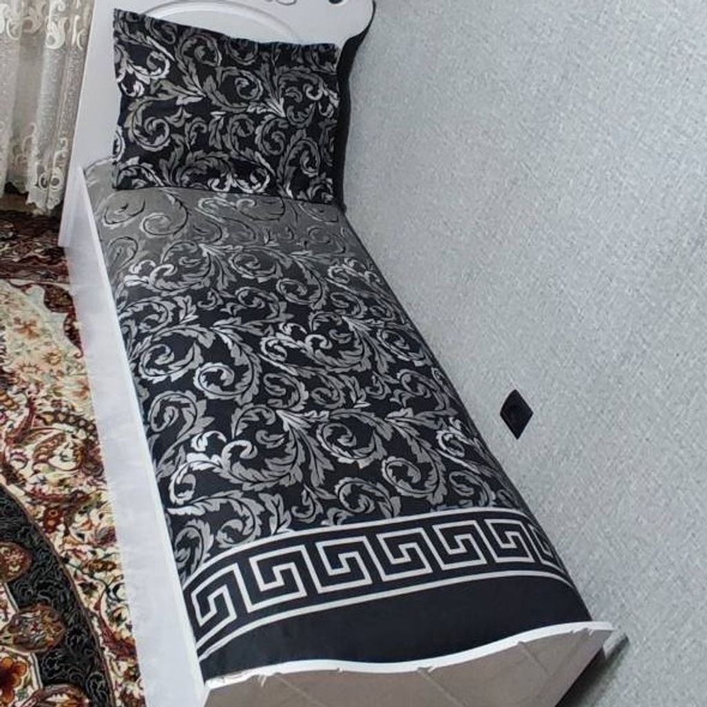 خرید انلاین روتختی یکنفره ورساچ سیاه طوسی روکش تشک ورساچه مشکی سایه طوسی