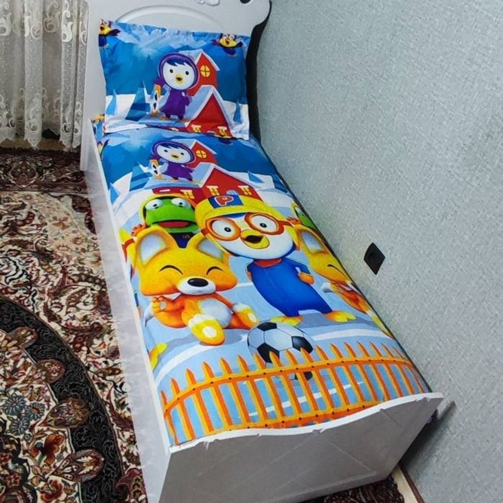 خرید اینترنتی روتختی یک نفره پسرانه پورورو پنگوئن کوچولو روکش تشک pororo