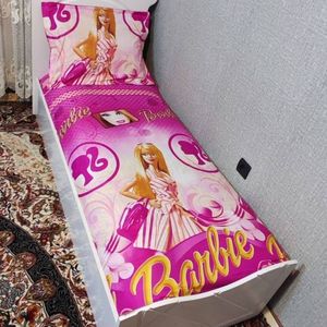 خرید آنلاین روتختی یک نفره دخترانه باربی صورتی روکش تشک دختراته باربی لندن