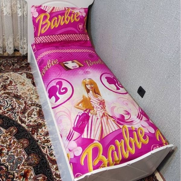 روتختی یک نفره دخترانه باربی صورتی روکش تشک دختراته باربی لندن