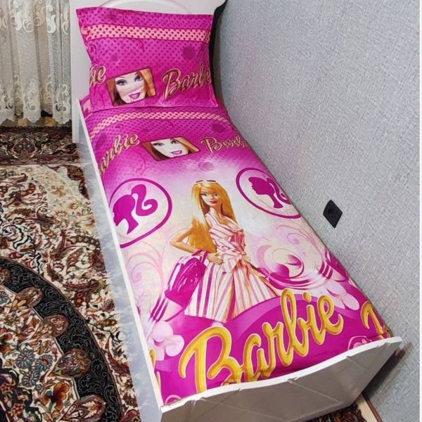 روتختی یک نفره دخترانه باربی صورتی روکش تشک دختراته باربی لندن