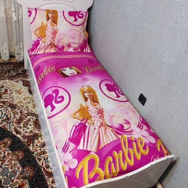 روتختی یک نفره دخترانه باربی صورتی روکش تشک دختراته باربی لندن