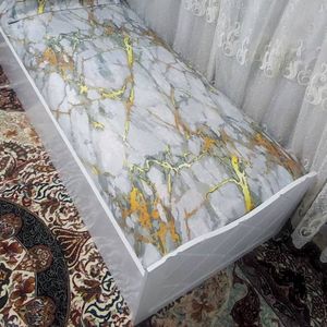 مشخصات روتختی یک نفره ماربل سفید طوسی رگ طلایی نوجوان