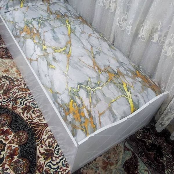 روتختی یک نفره ماربل سفید طوسی رگ طلایی نوجوان