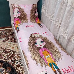 خرید انلاین روتختی عروسکی دخترانه دختر موفر فری یک نفره کشدوزی شده