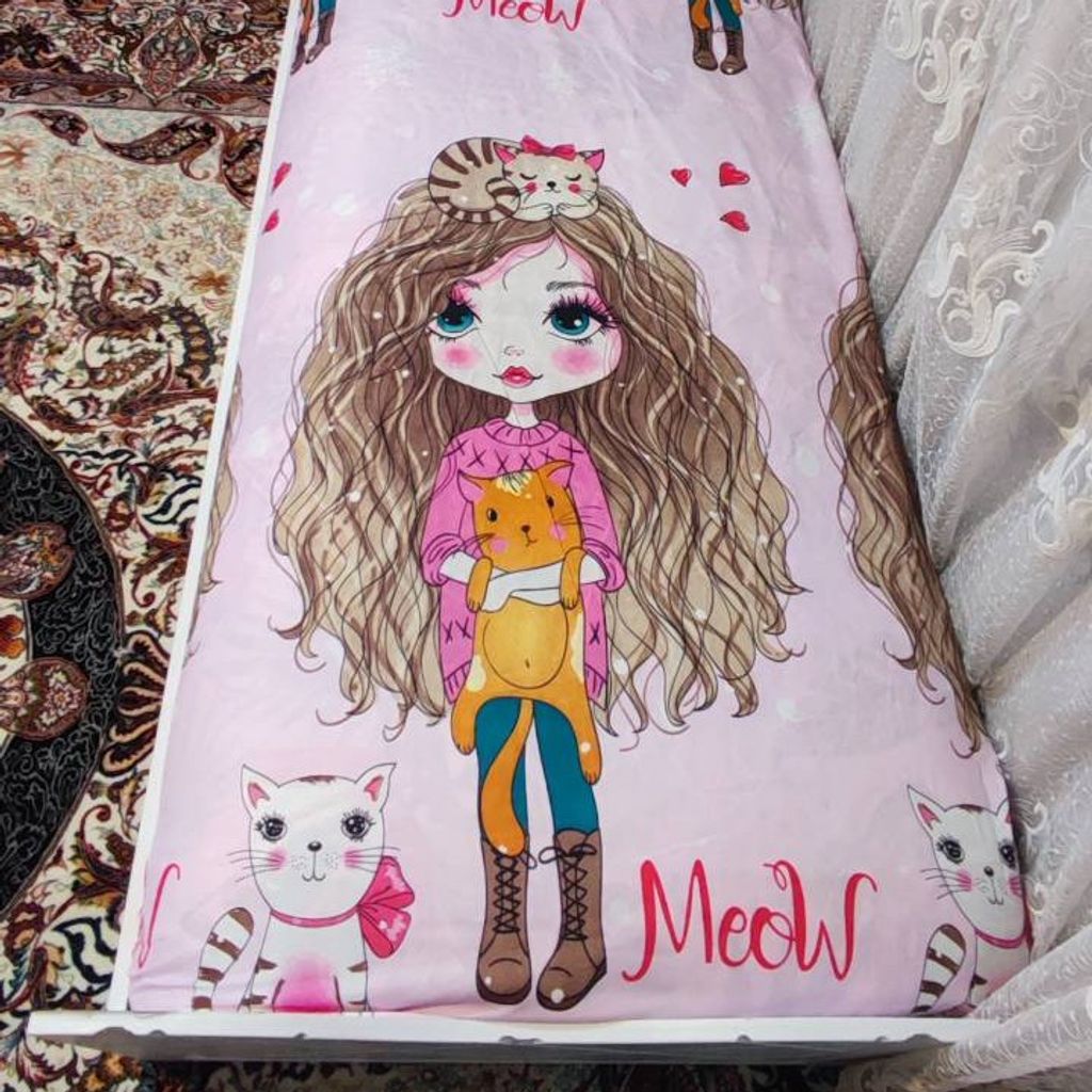 مشخصات روتختی عروسکی دخترانه دختر موفر فری یک نفره کشدوزی شده