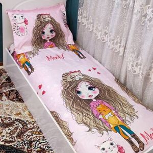 خرید اینترنتی روتختی عروسکی دخترانه دختر موفر فری یک نفره کشدوزی شده