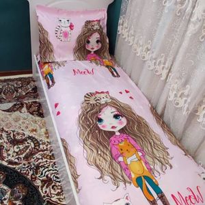 خرید آنلاین روتختی عروسکی دخترانه دختر موفر فری یک نفره کشدوزی شده