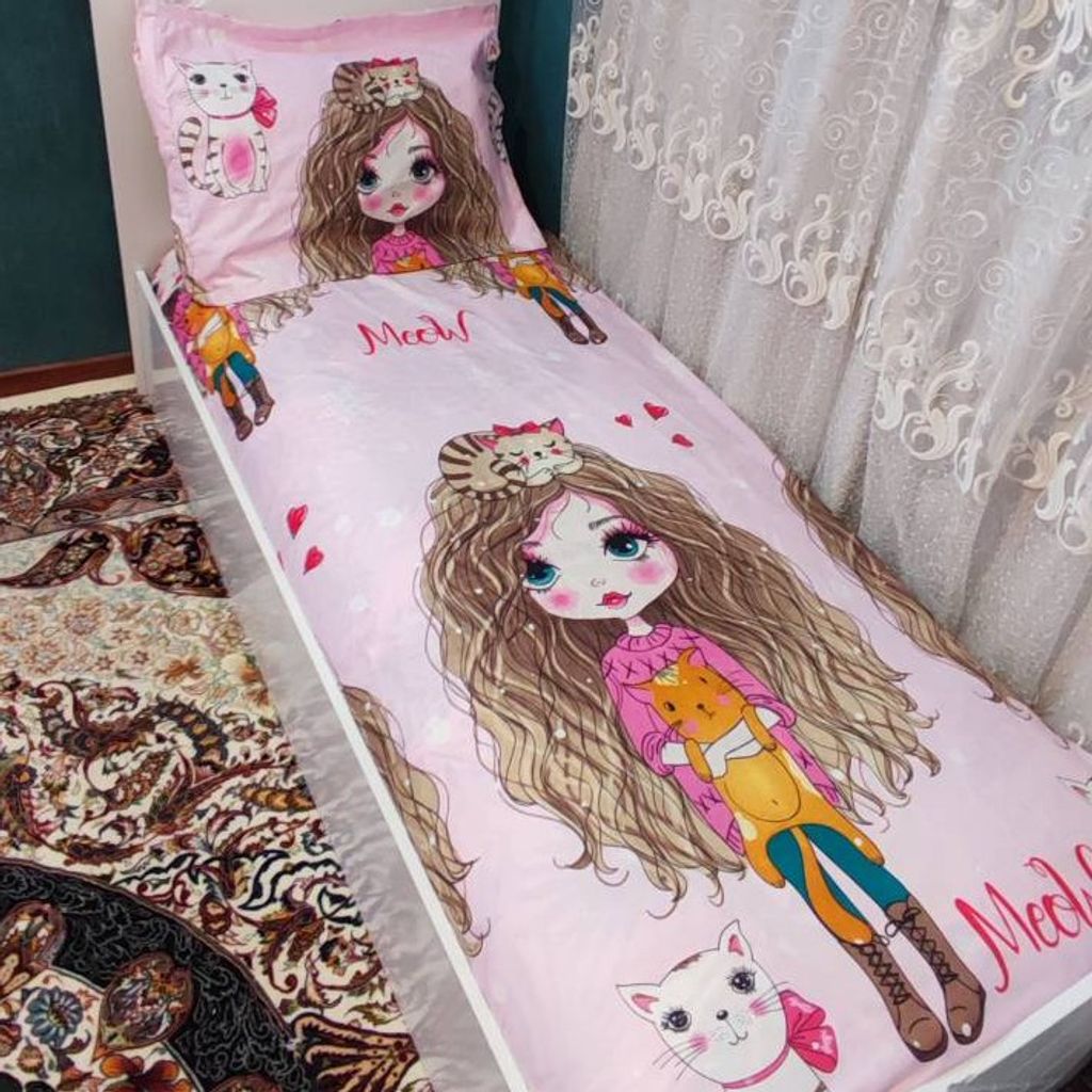 خرید آنلاین روتختی عروسکی دخترانه دختر موفر فری یک نفره کشدوزی شده