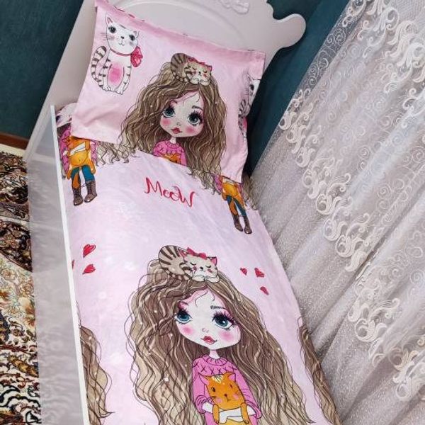 روتختی عروسکی دخترانه دختر موفر فری یک نفره کشدوزی شده