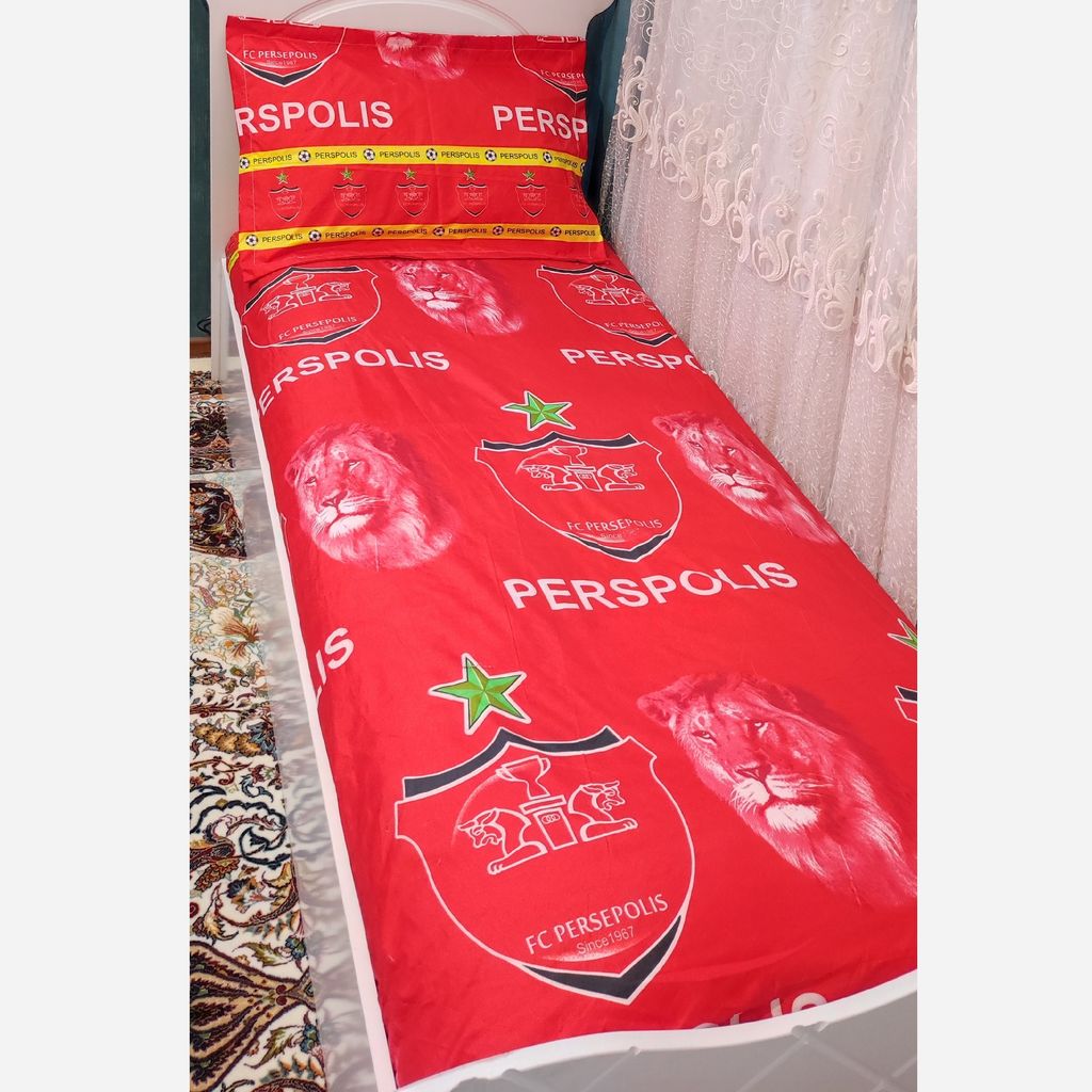 فروش اینترنتی نیم ست روتختی کشدوزی شده یک نفره طرح پرسپولیس پرسپولیسی