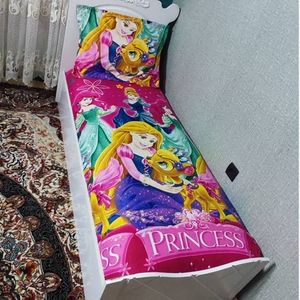 خرید اینترنتی کاور کش دار  تشک تخت دخترانه یک نفره طرح سیندرلا روتختی دخترانه پرنسس سیندرلا صورتی