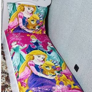 کاور کش دار  تشک تخت دخترانه یک نفره طرح سیندرلا روتختی دخترانه پرنسس سیندرلا صورتی