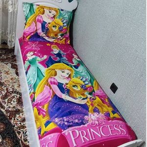 خرید آنلاین کاور کش دار  تشک تخت دخترانه یک نفره طرح سیندرلا روتختی دخترانه پرنسس سیندرلا صورتی