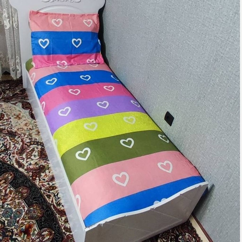 قیمت روکش تشک تخت یکنفره همراه یک عدد روبالش  وتختی مداد رنگی روکش تشک صورتی سبز سوسنی ابی گلبهی زرد