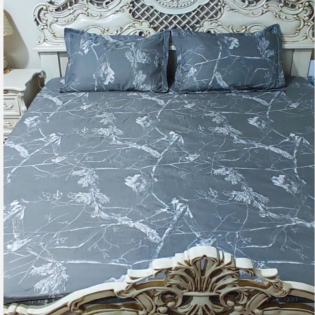 مشخصات روتختی دونفره دور کشدوزی شده طوسی روکش تشک توسی