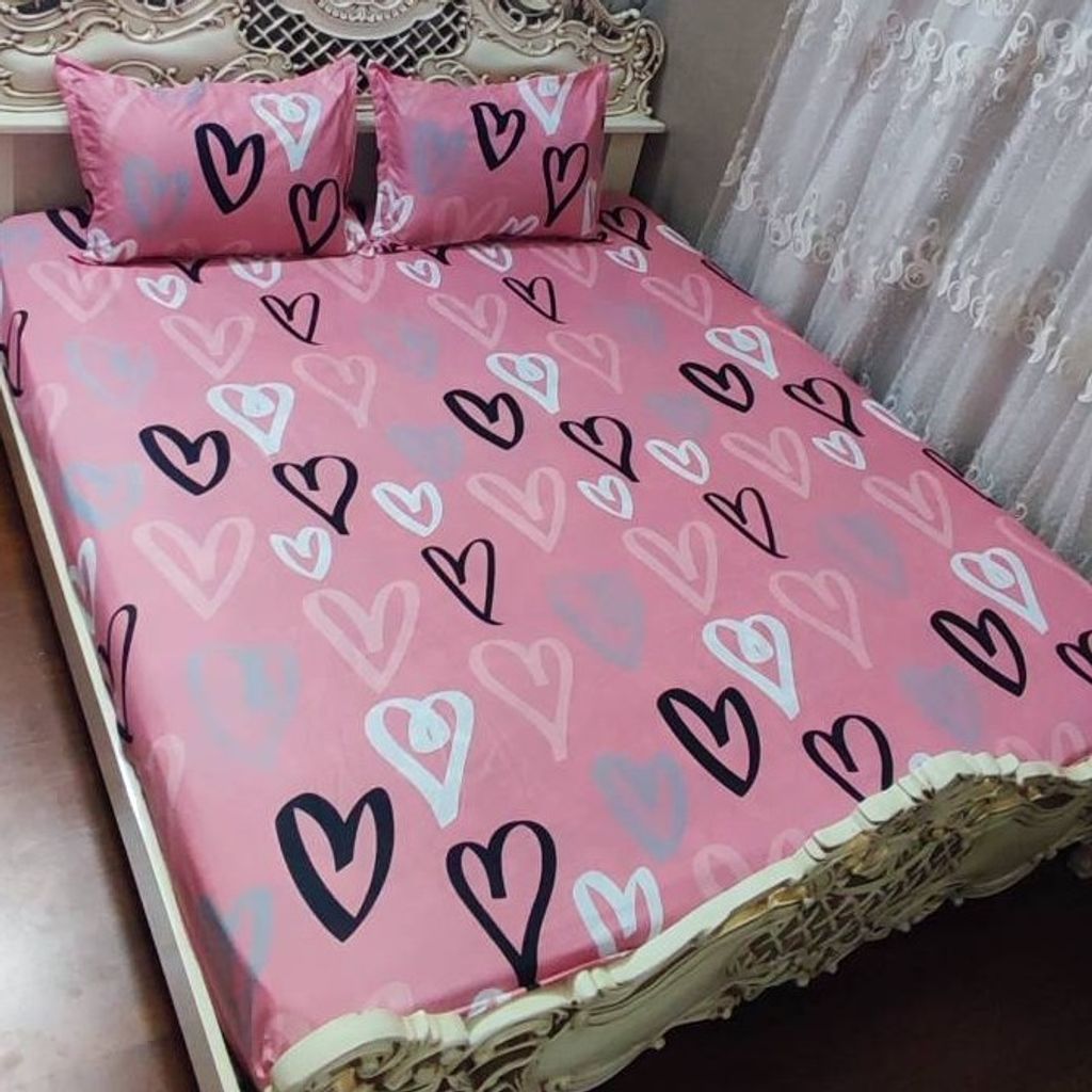 خرید آنلاین روتختی دونفره صورتی کشدار تخت دونفره نیم ست روتختی صورتی قبلی