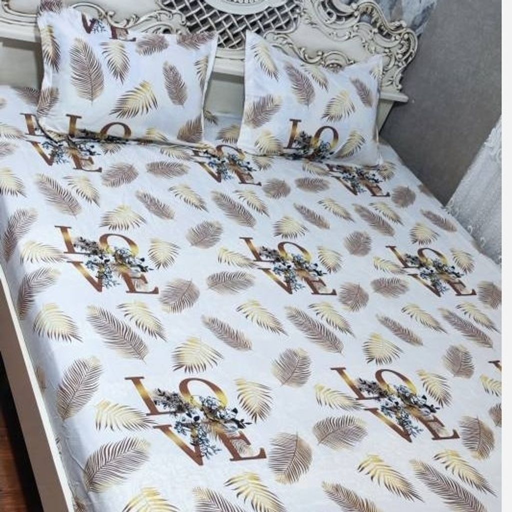 قیمت ارزان روتختی دور کش دونفره نفره کرم سفید روتختی دونفره نسکافه ای برگ