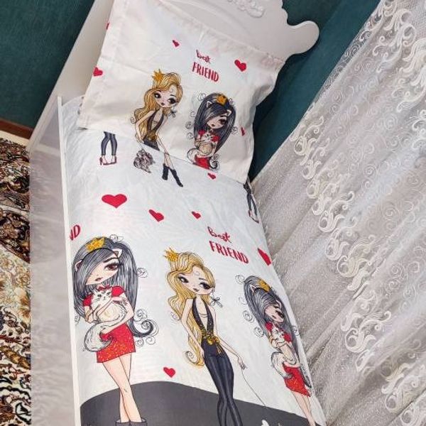 روتختی کشدار دخترانه سفید زغال سنگی عروسک دار د بست