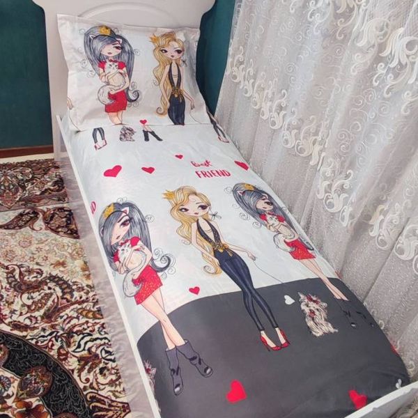 روتختی کشدار دخترانه سفید زغال سنگی عروسک دار د بست