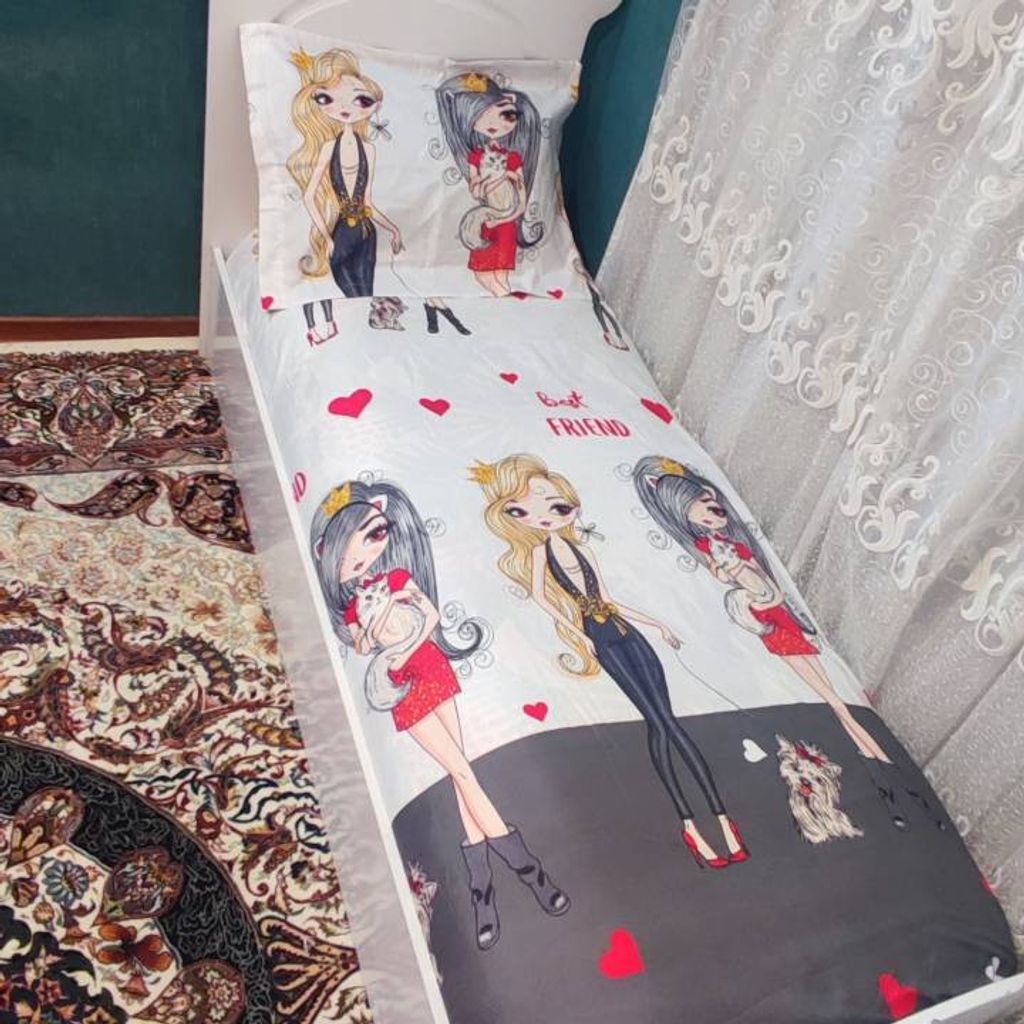 مشخصات روتختی کشدار دخترانه سفید زغال سنگی عروسک دار دِ بست 