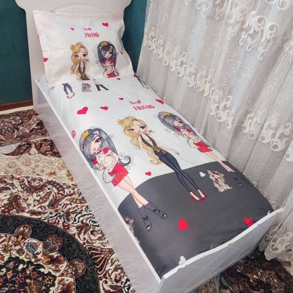 مشخصات روتختی کشدار دخترانه سفید زغال سنگی عروسک دار دِ بست 