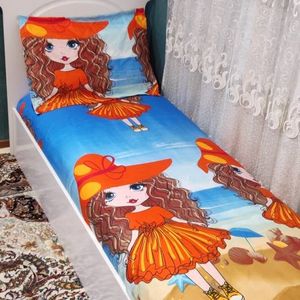 مشخصات ملحفه کشدار تخت تک نفره و یک عدد روبالش  دخترانه مو فری