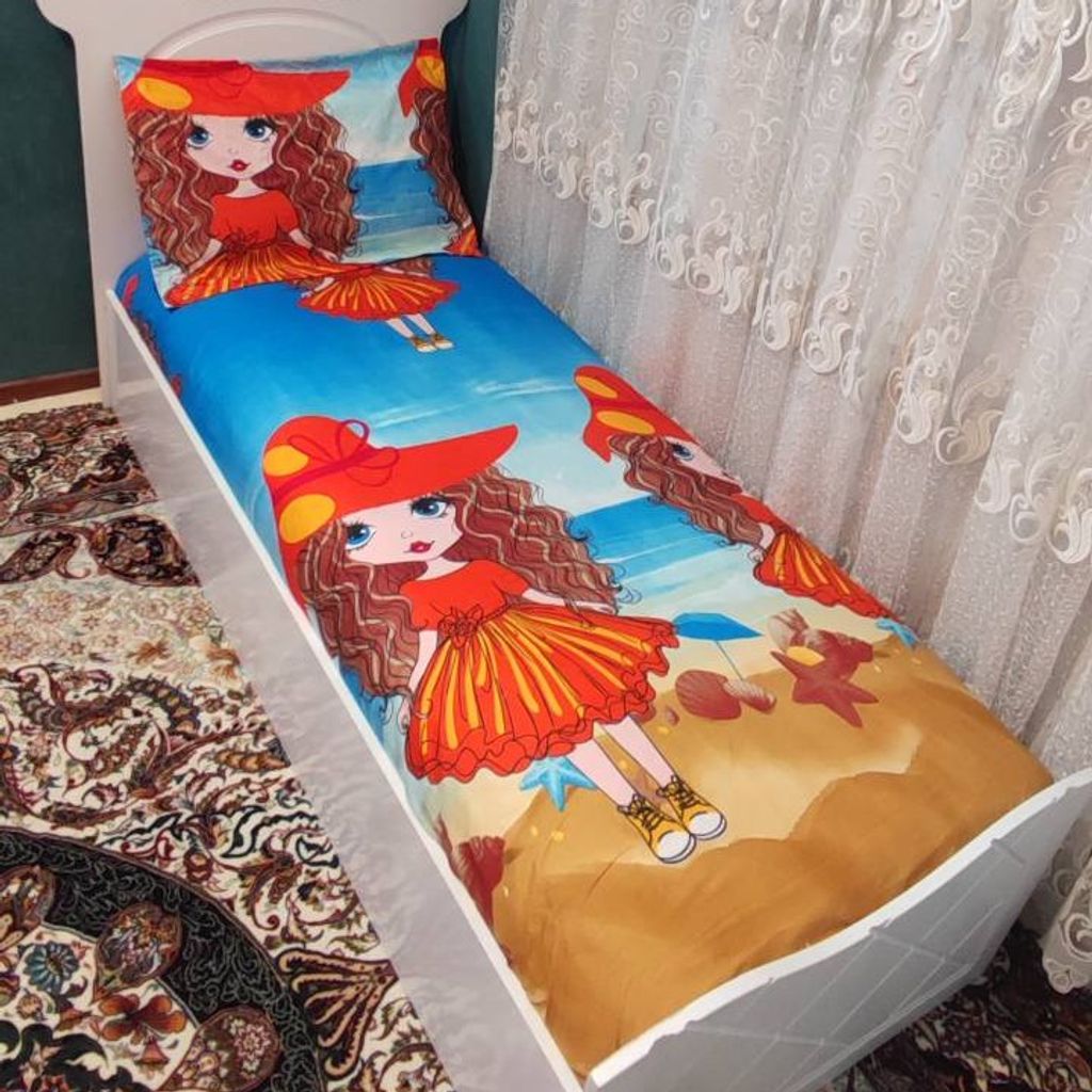 مشخصات ملحفه کشدار تخت تک نفره و یک عدد روبالش  دخترانه مو فری