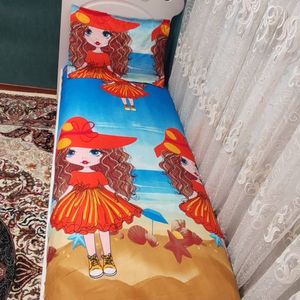 خرید اینترنتی ملحفه کشدار تخت تک نفره و یک عدد روبالش  دخترانه مو فری