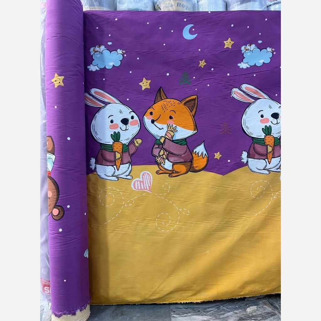 فروش اینترنتی پارچه لحاف پارچه تشک پارچه پرده عروسکی پارچه دخترانه پارچه پسرانه روباه و خرگوش 