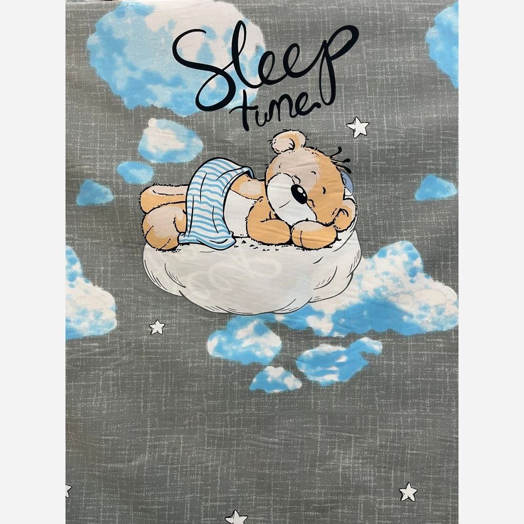 قیمت پارچه ملحفه و روتختی رنگ ثابت طرح خرس خوابالو زمینه طوسی