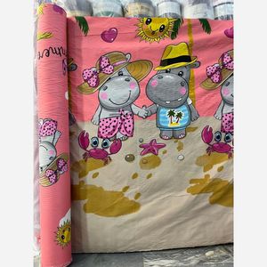 پارچه متری عروسکی اسب ابی زمینه صورتی