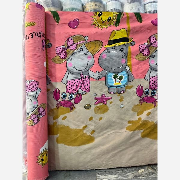 پارچه متری عروسکی اسب ابی زمینه صورتی