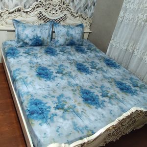 نیم ست روتختی دونفره طرح کاج ابی