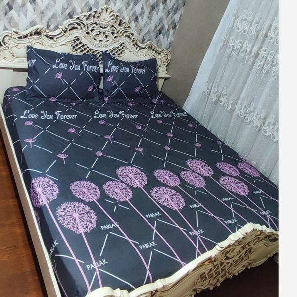 نیم ست روتختی دونفره طرح قاصدک زمینه طوسی