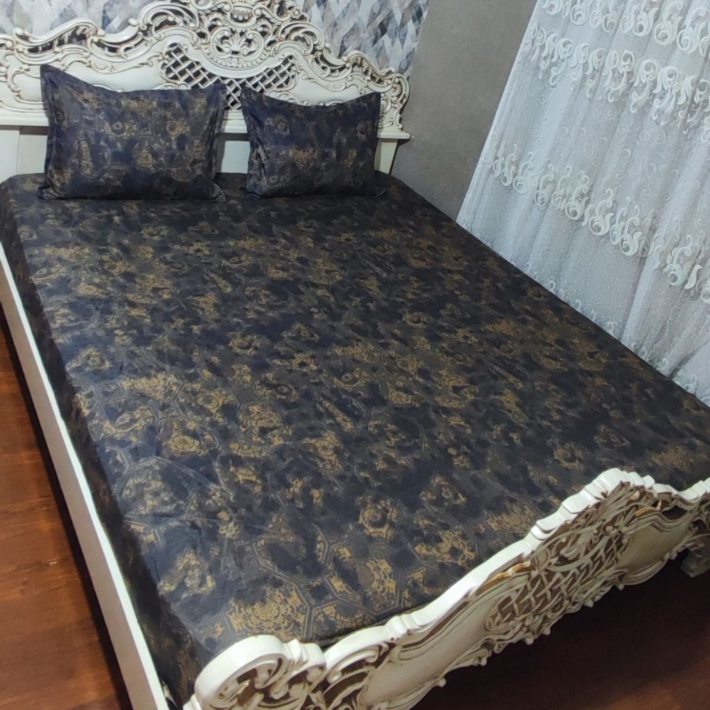 خرید اینترنتی نیم ست روتختی دونفره طرحدار زمینه تیره