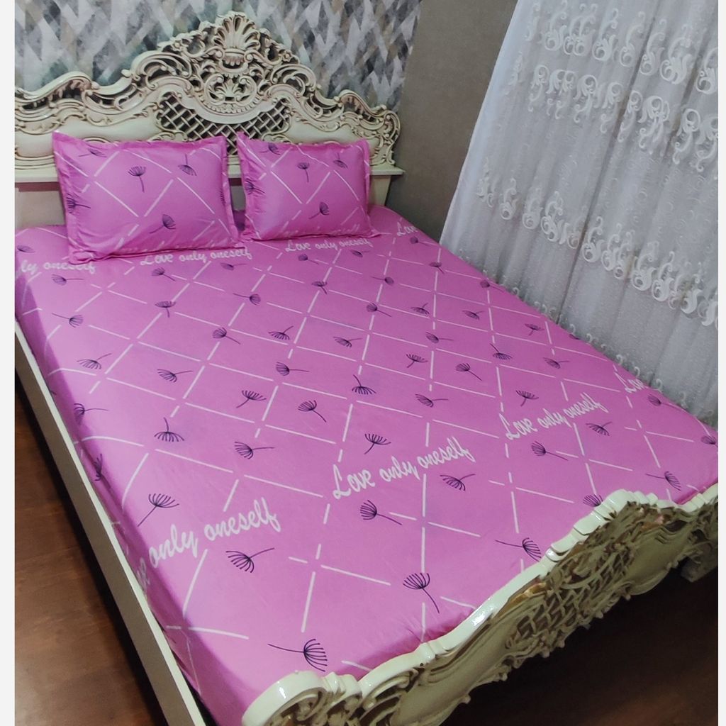 قیمت ملحفه دورتادورکشدوزی شده تخت دونفره قاصدک  زمینه صورتی