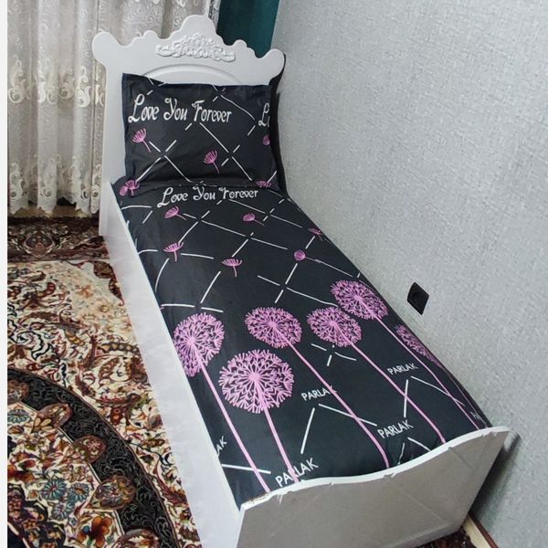 سرویس روتختی دوتکه تخت یکنفره طرح قاصدک زمینه طوسی