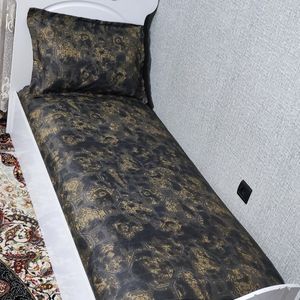 نیم ست رو تختی دورکش تخت تک نفره طرحدار زمینه تیره