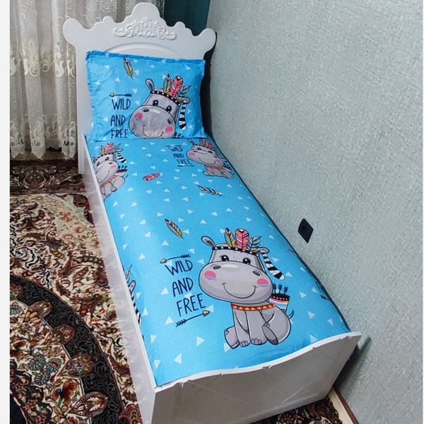 روتختی نیم ست ملحفه تخت یکنفره عروسکی اسب ابی سرخ پوستی